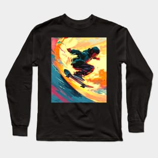 Skateboarding Halfpipe Air, Sports Graphic Design Long Sleeve T-Shirt